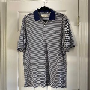Donald Ross Golf Stripes Pine Needles Men’s Polo Shirt Medium